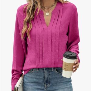 Pink Formal Top with foldable sleeves.